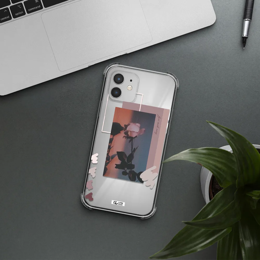 Pink Rose Apple iPhone 12 mini Clear PC Case