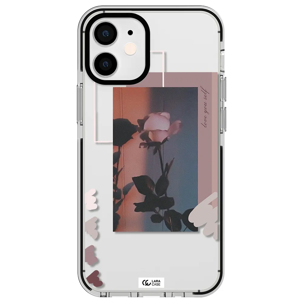 Pink Rose Apple iPhone 12 mini impact black border Case