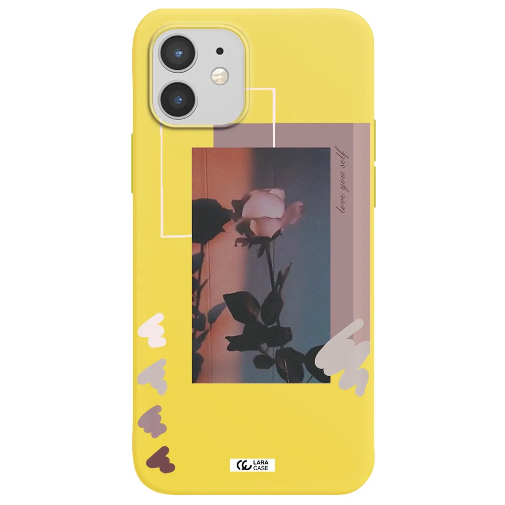 Pink Rose Apple iPhone 12 mini Silicone canary yellow Case