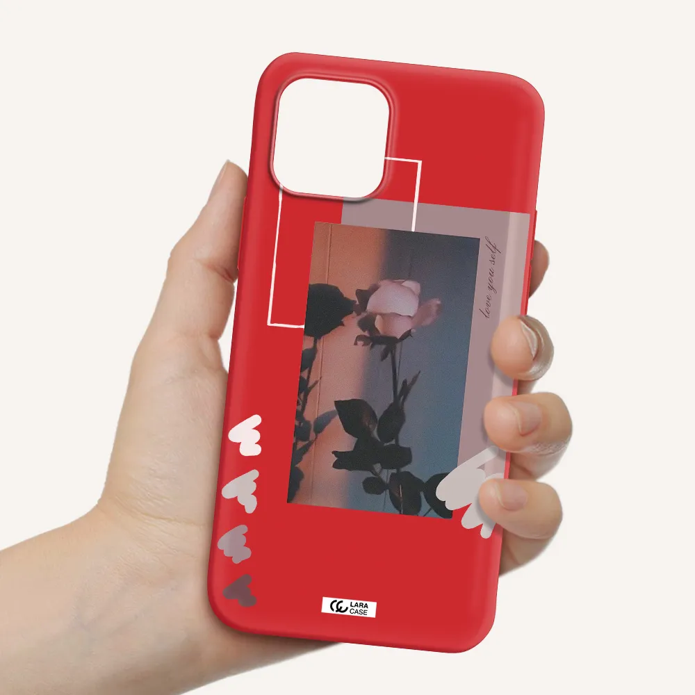 Pink Rose Apple iPhone 12 mini Silicone Imperial Red Case