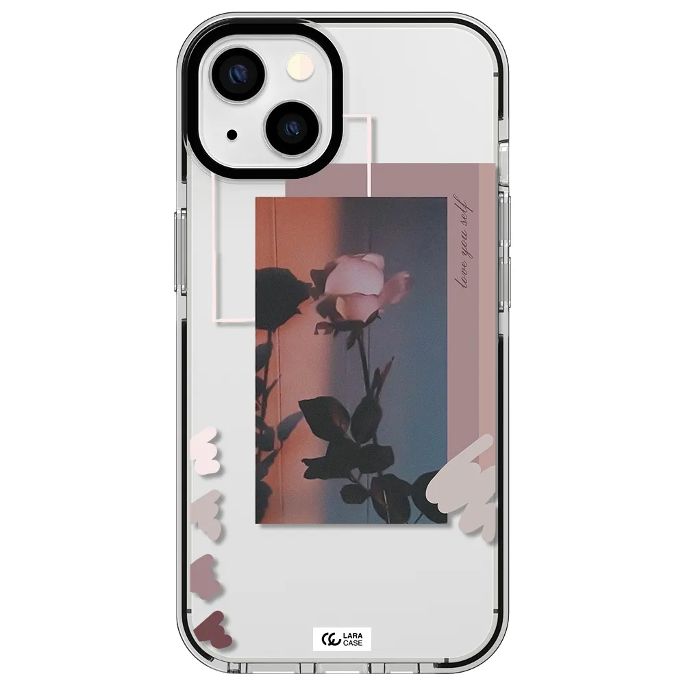Pink Rose Apple iPhone 13 impact black border Case