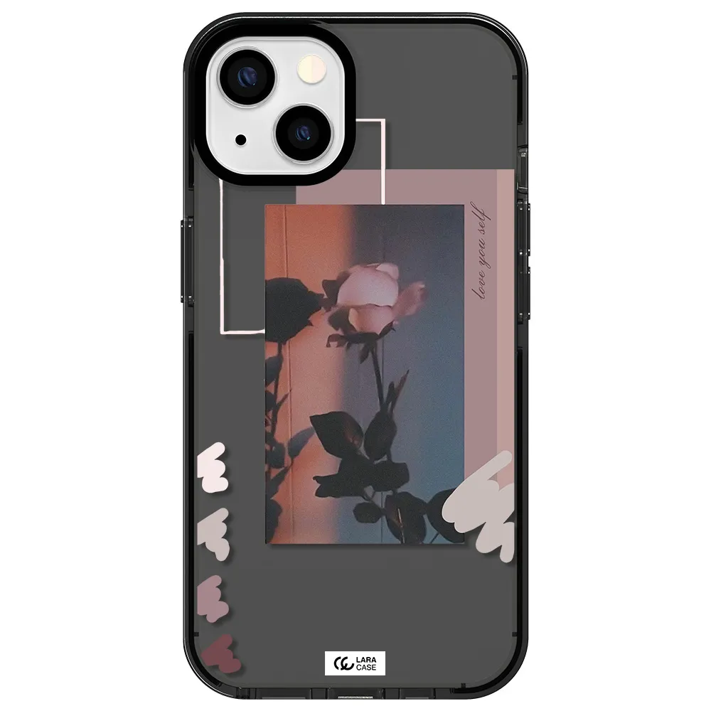 Pink Rose Apple iPhone 13 impact Smoke Black Case