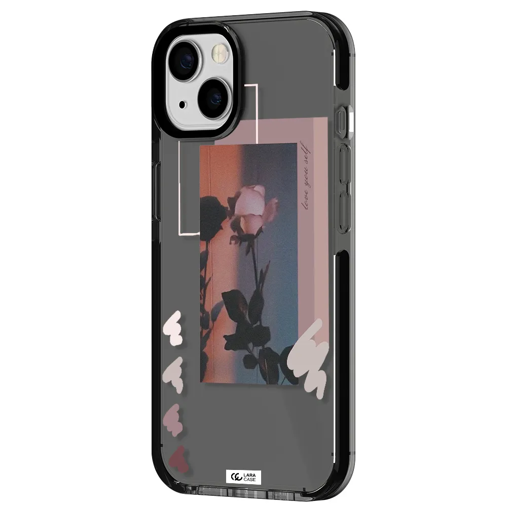 Pink Rose Apple iPhone 13 impact Smoke Black Case