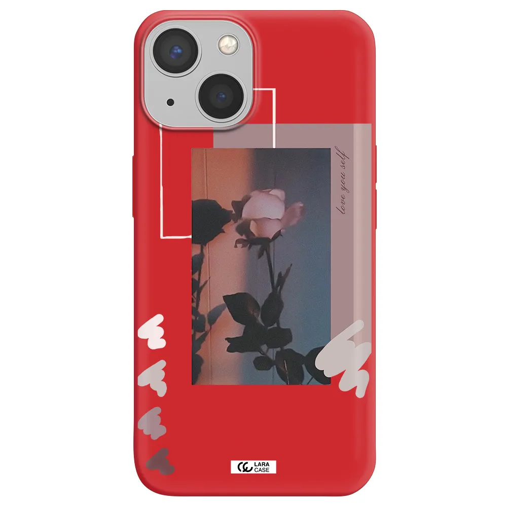 Pink Rose Apple iPhone 13 mini Silicone Imperial Red Case