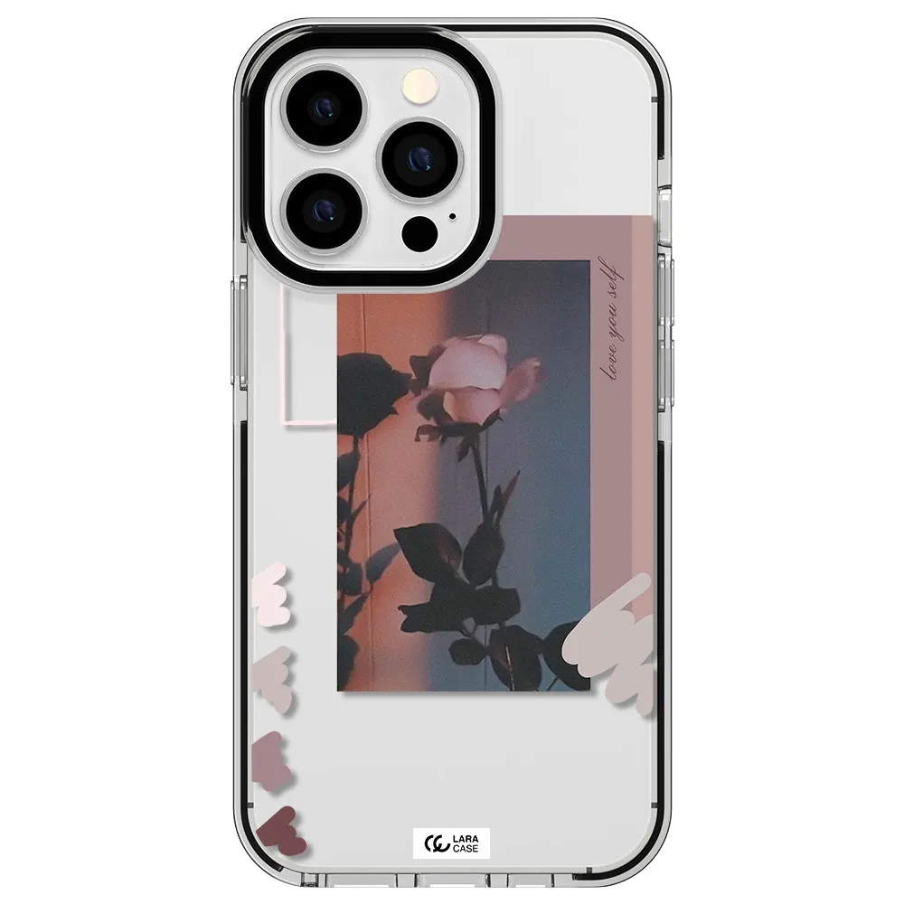 Pink Rose Apple iPhone 13 Pro impact black border Case