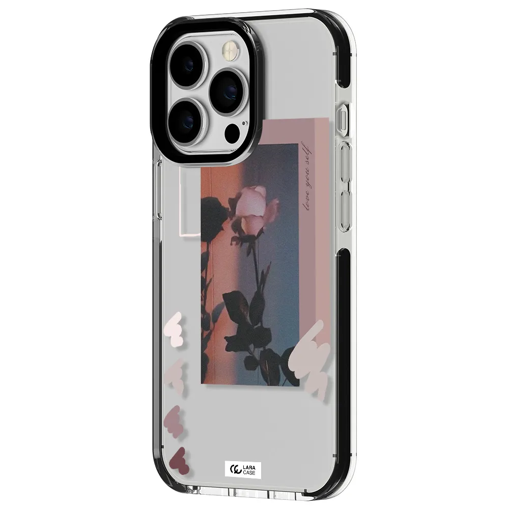 Pink Rose Apple iPhone 13 Pro impact black border Case