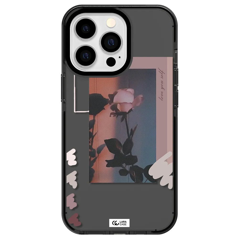 Pink Rose Apple iPhone 13 Pro impact Smoke Black Case