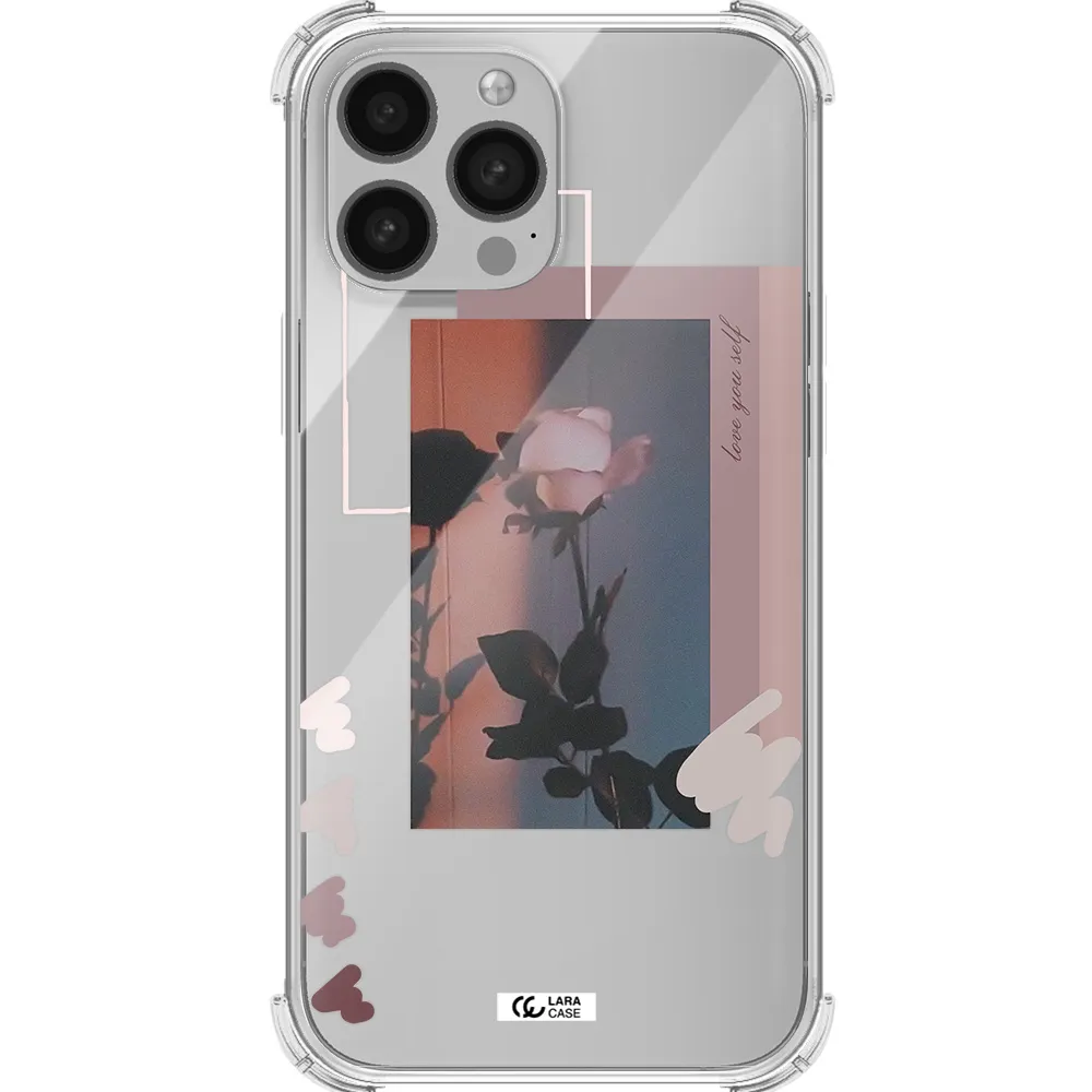 Pink Rose Apple iPhone 13 Pro Max Clear PC Case