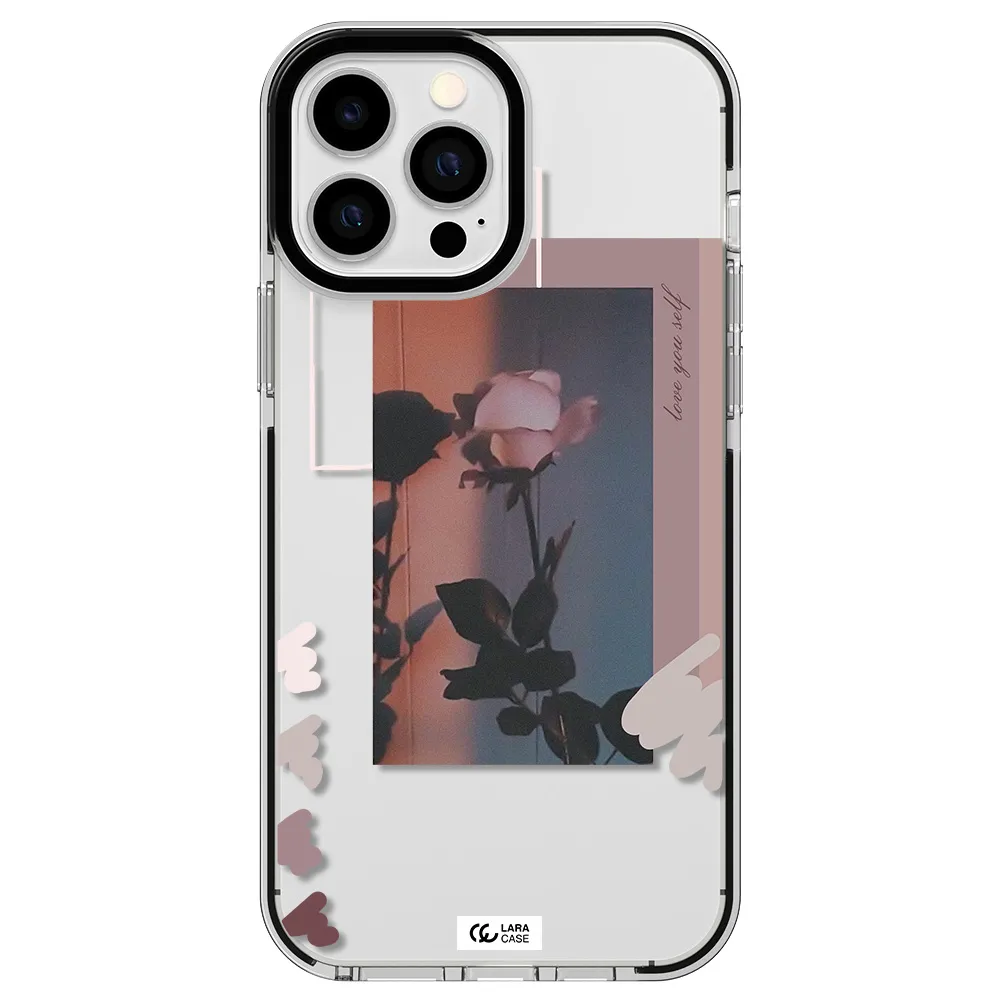 Pink Rose Apple iPhone 13 Pro Max impact black border Case
