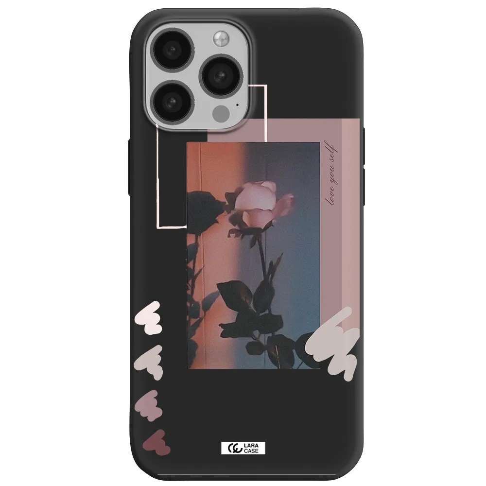 Pink Rose Apple iPhone 13 Pro Max Silicone black Case