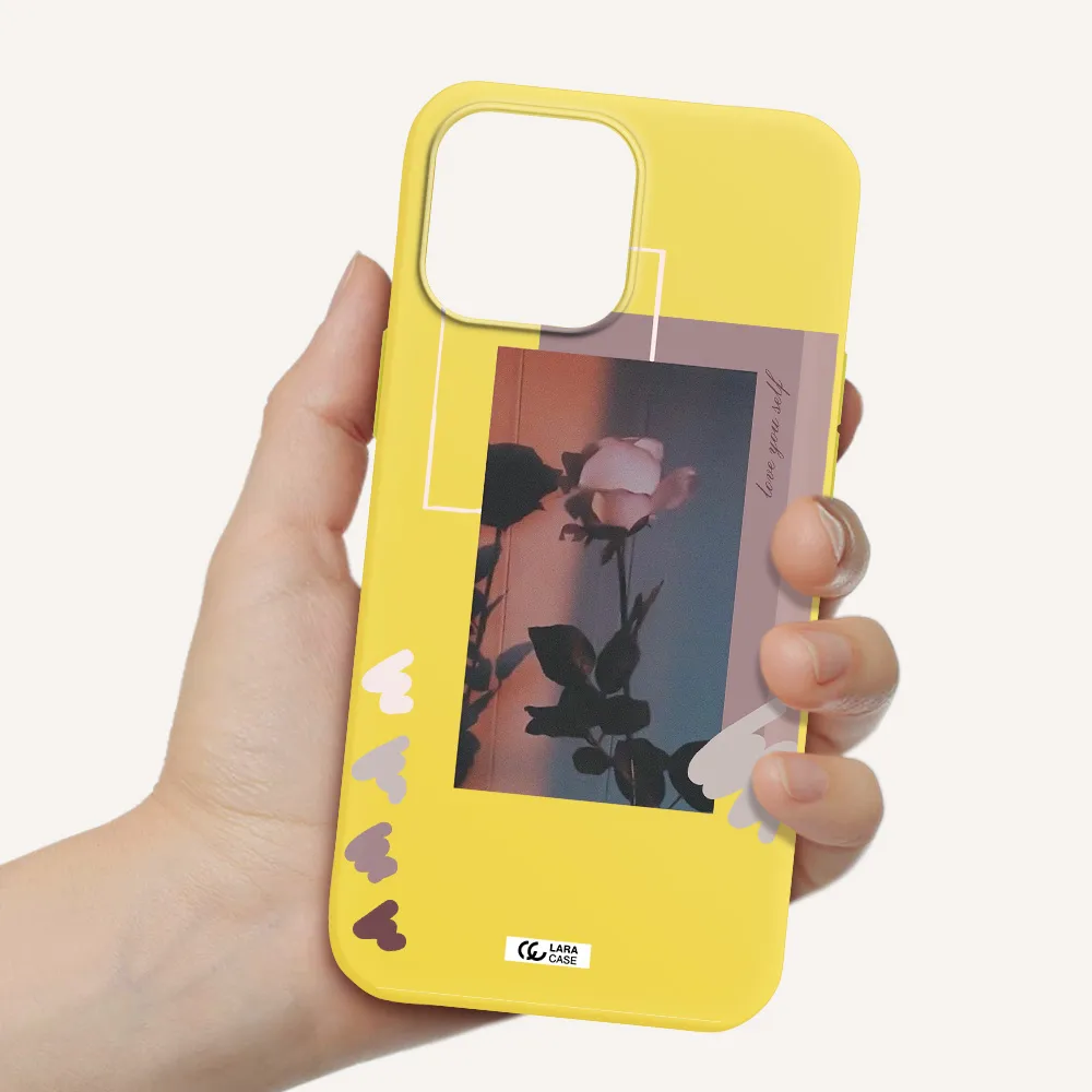 Pink Rose Apple iPhone 13 Pro Max Silicone canary yellow Case