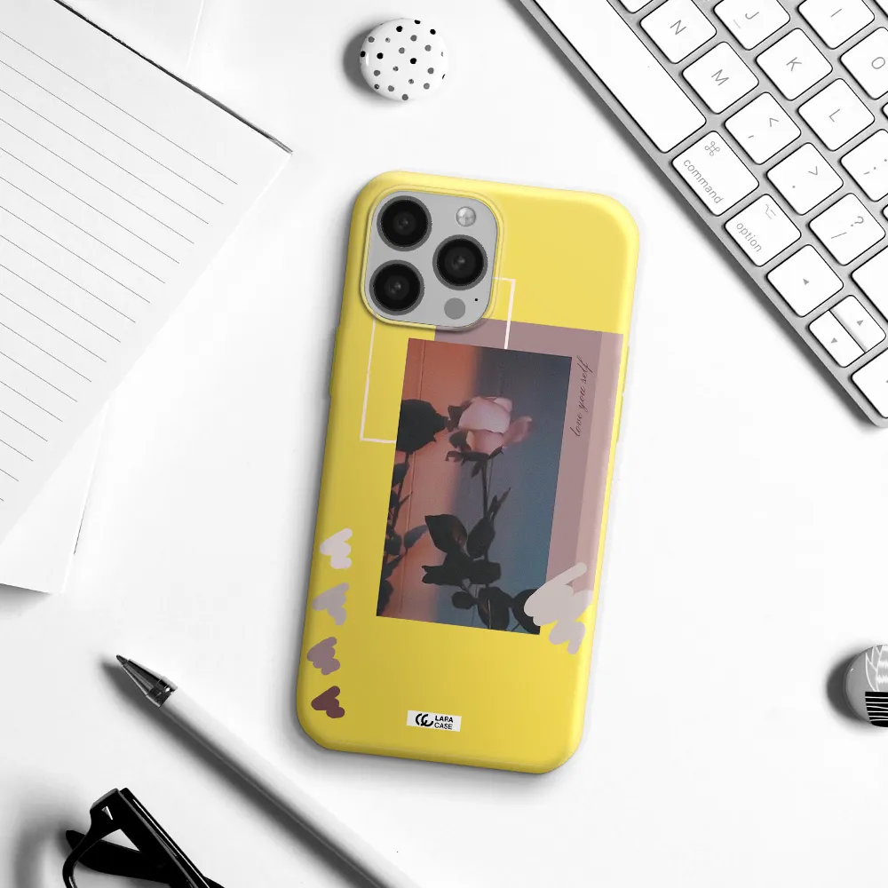 Pink Rose Apple iPhone 13 Pro Max Silicone canary yellow Case