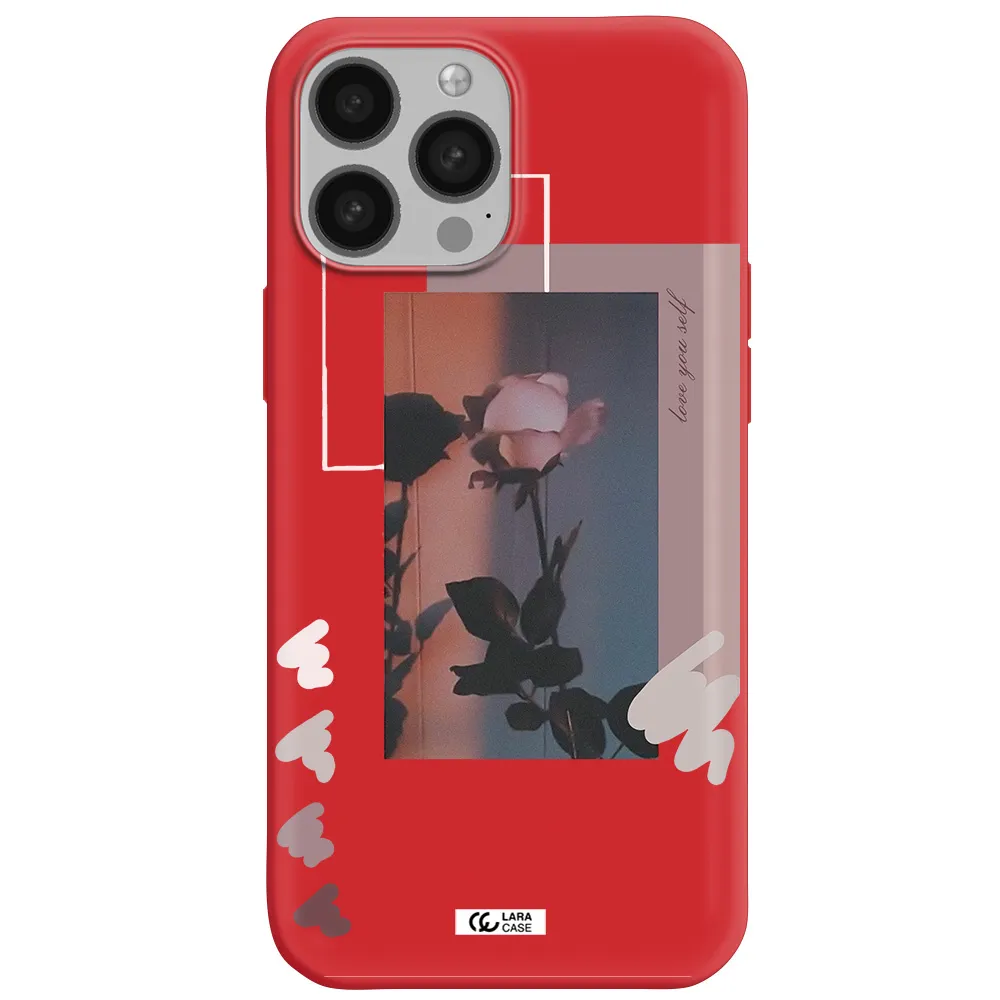 Pink Rose Apple iPhone 13 Pro Max Silicone Imperial Red Case