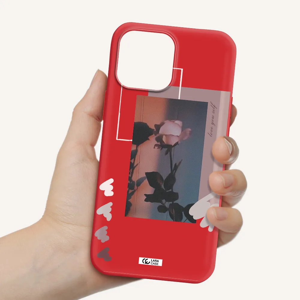 Pink Rose Apple iPhone 13 Pro Max Silicone Imperial Red Case