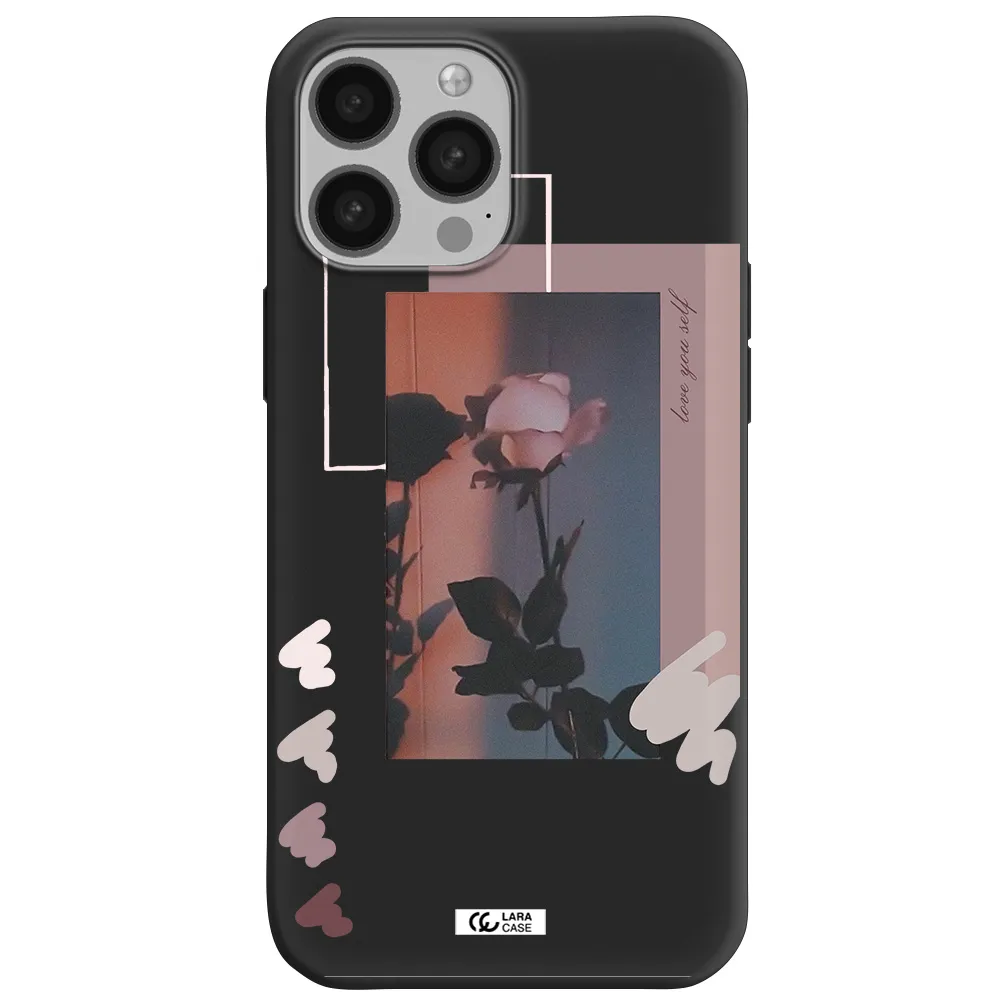 Pink Rose Apple iPhone 13 Pro Silicone black Case