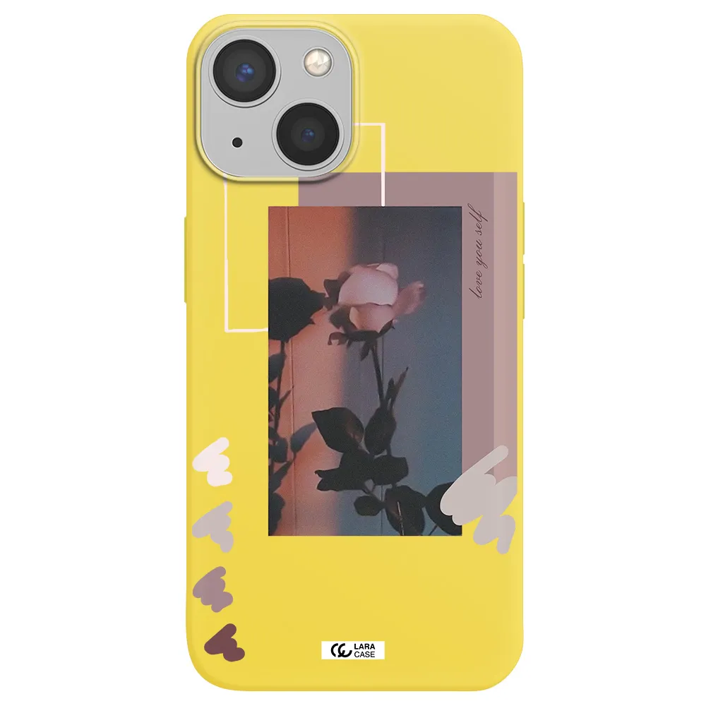 Pink Rose Apple iPhone 13 Silicone canary yellow Case