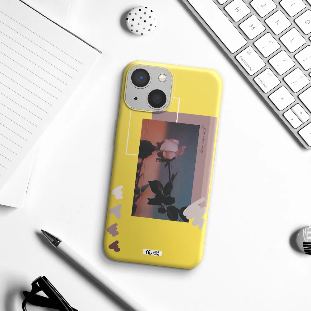Pink Rose Apple iPhone 13 Silicone canary yellow Case
