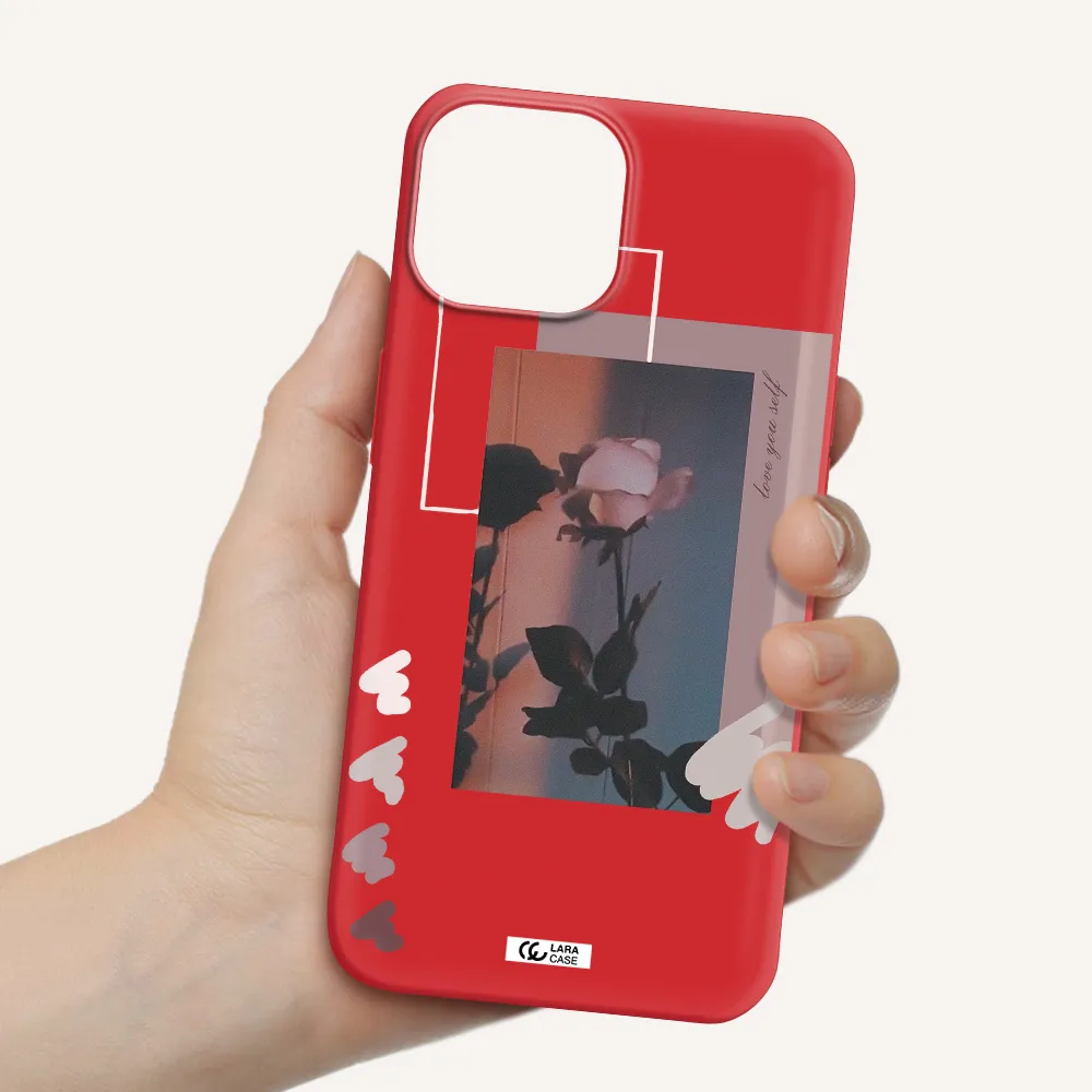 Pink Rose Apple iPhone 13 Silicone Imperial Red Case