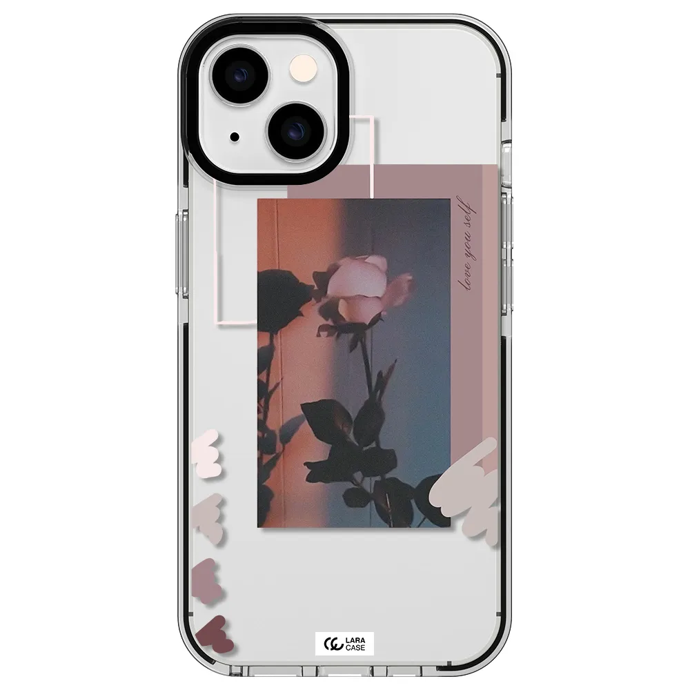 Pink Rose Apple iPhone 14 impact black border Case