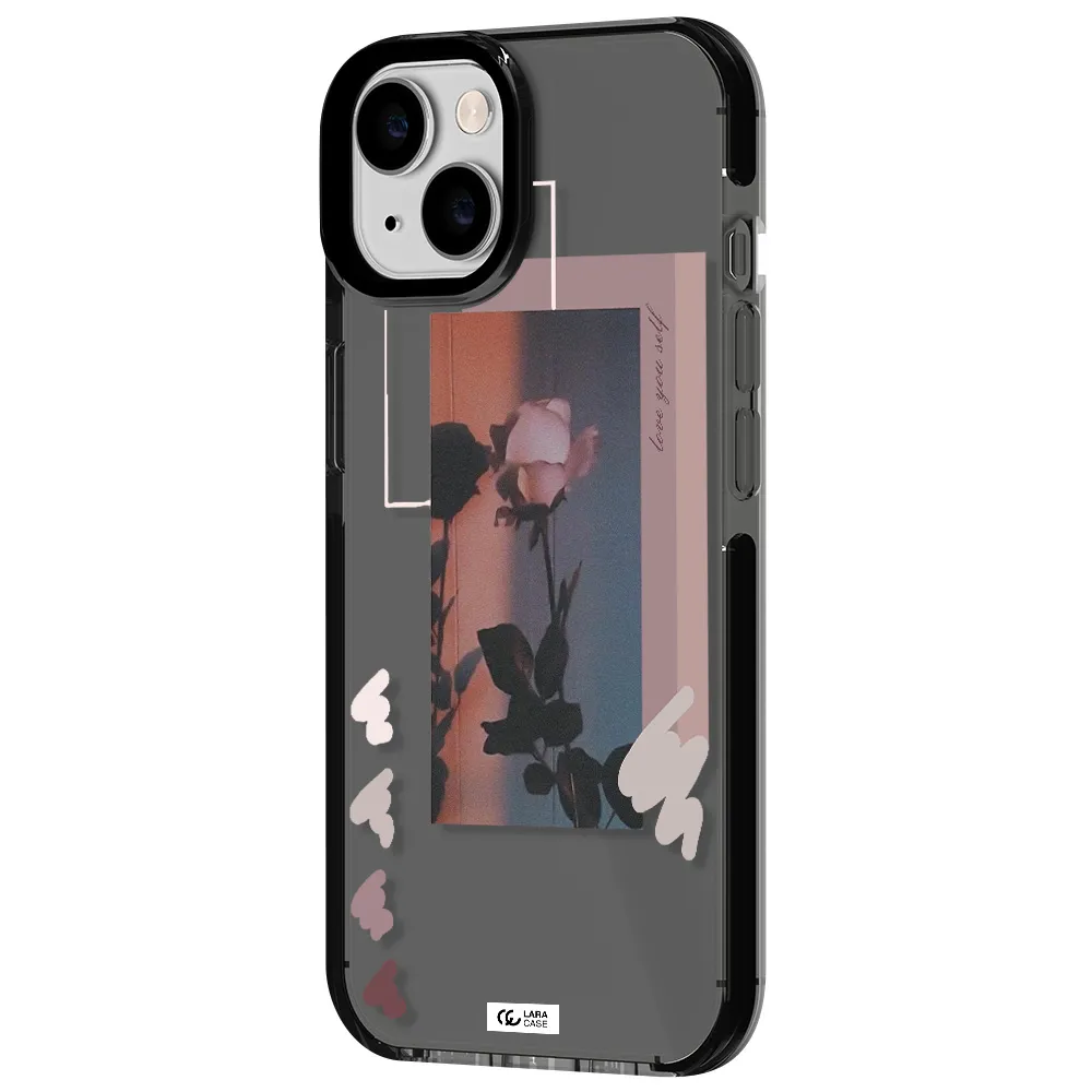 Pink Rose Apple iPhone 14 impact Smoke Black Case