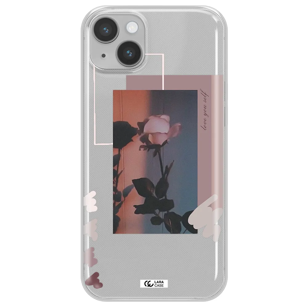 Pink Rose Apple iPhone 14 plus Clear TPU Case