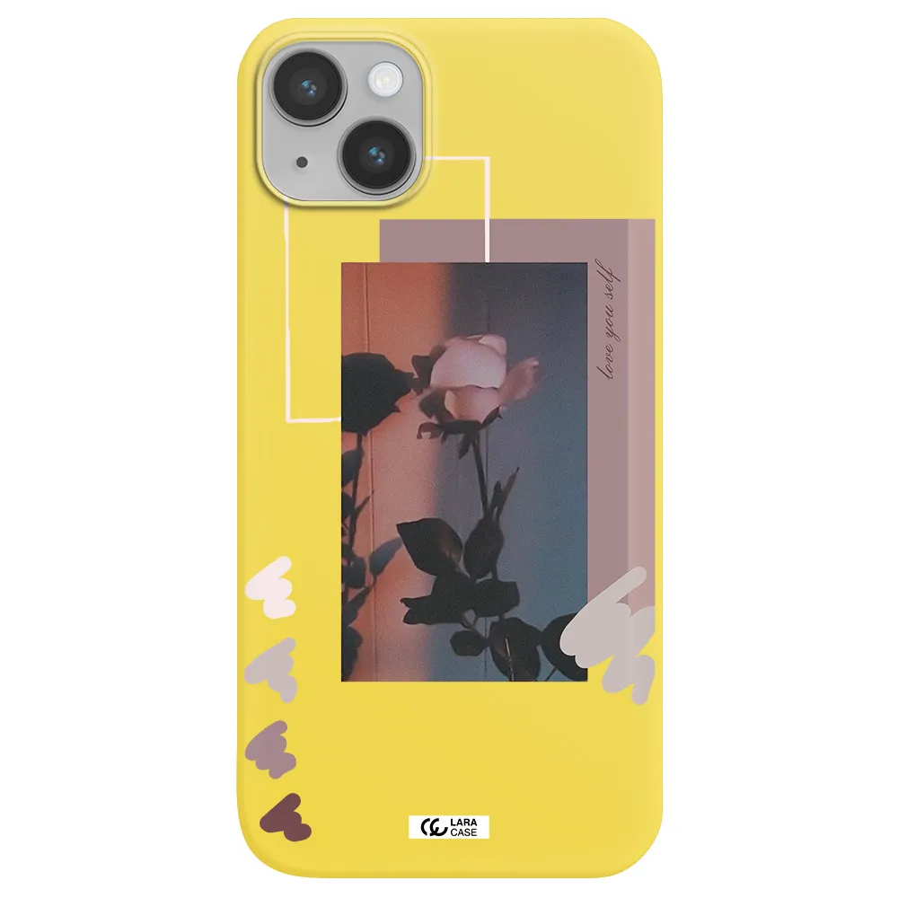 Pink Rose Apple iPhone 14 plus Silicone canary yellow Case