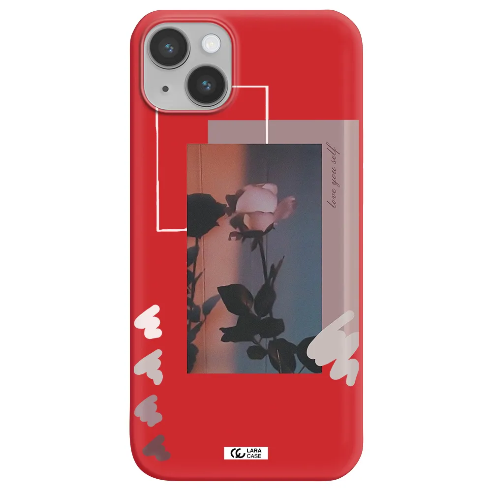 Pink Rose Apple iPhone 14 plus Silicone Imperial Red Case