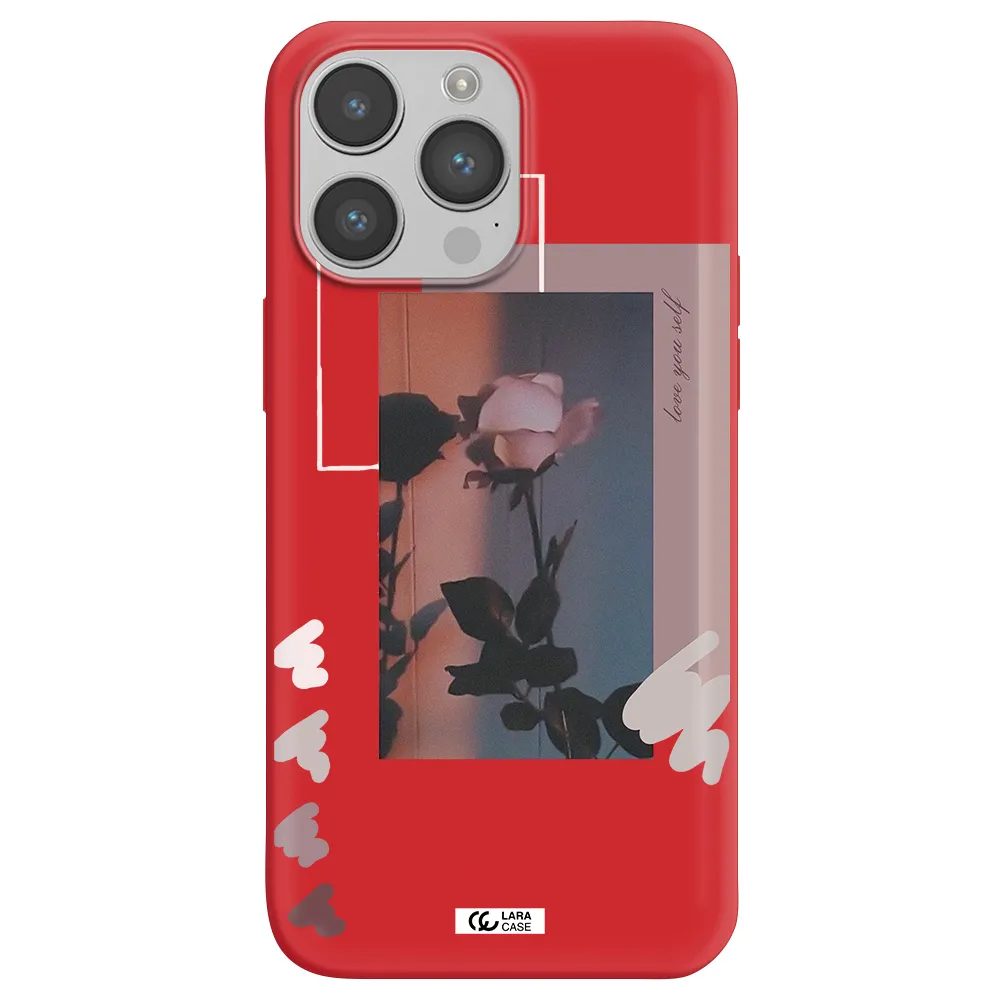 Pink Rose Apple iPhone 14 pro max Silicone Imperial Red Case