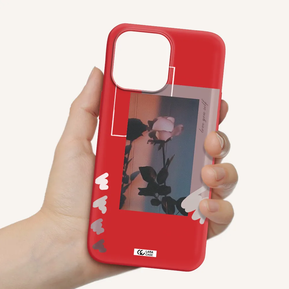 Pink Rose Apple iPhone 14 pro max Silicone Imperial Red Case