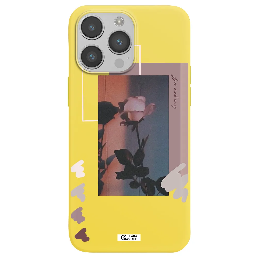 Pink Rose Apple iPhone 14 pro Silicone canary yellow Case