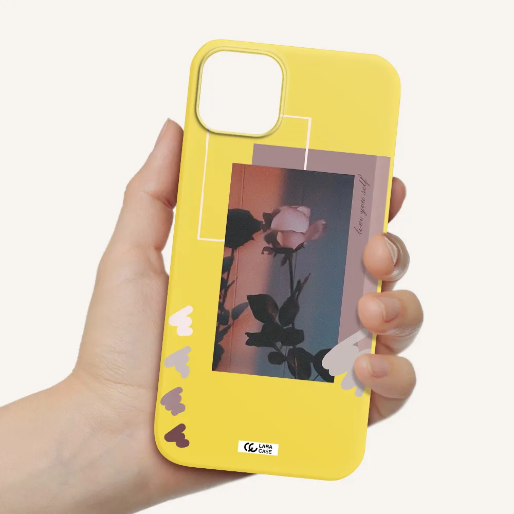 Pink Rose Apple iPhone 14 Silicone canary yellow Case