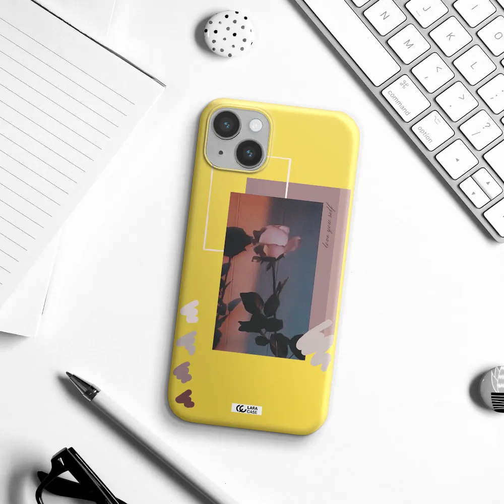 Pink Rose Apple iPhone 14 Silicone canary yellow Case