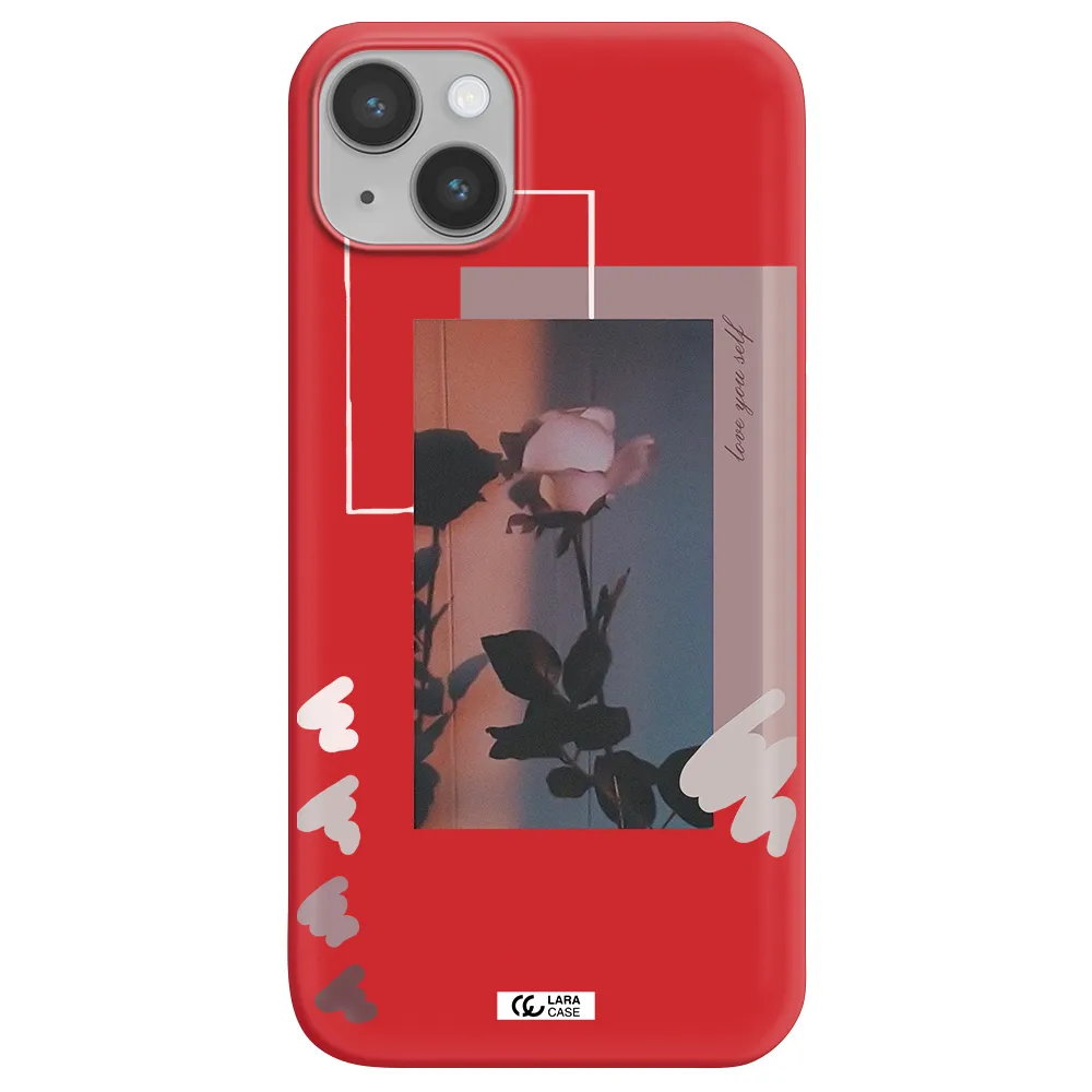 Pink Rose Apple iPhone 14 Silicone Imperial Red Case