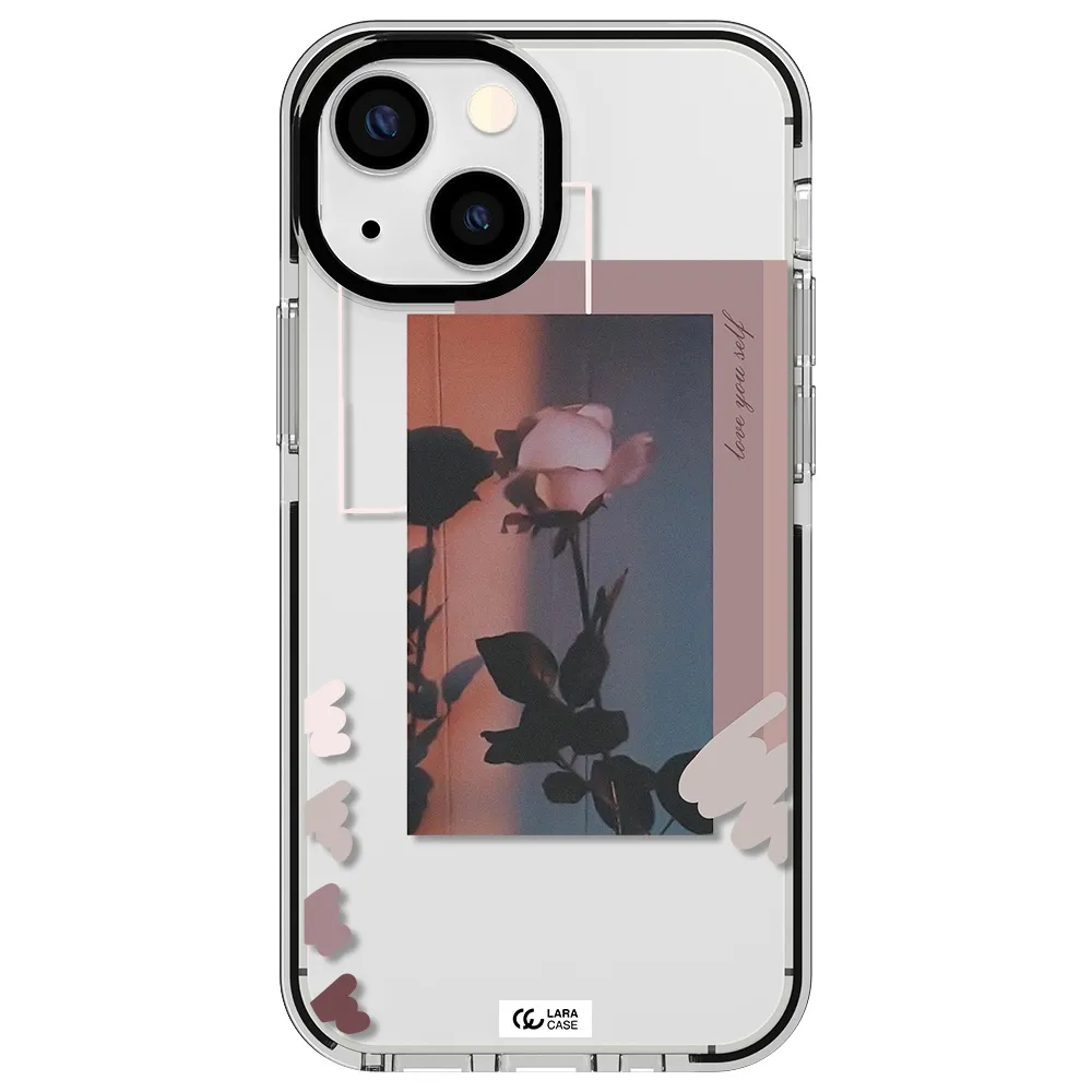 Pink Rose Apple iPhone 15 impact black border Case