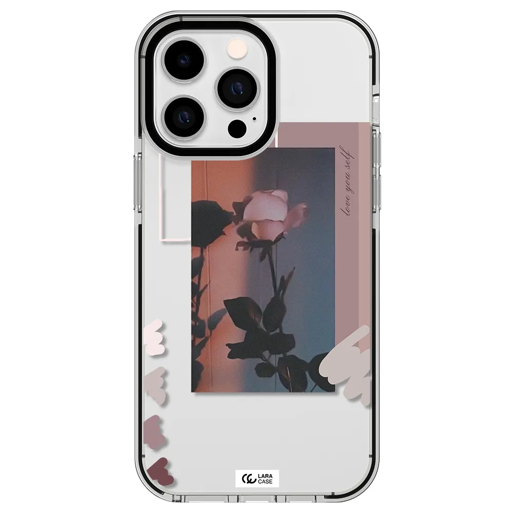Pink Rose Apple iPhone 15 Pro impact black border Case