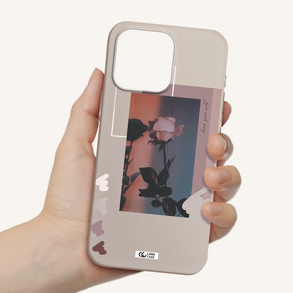 Pink Rose Apple Iphone 15 Pro max Silicone Stone Case