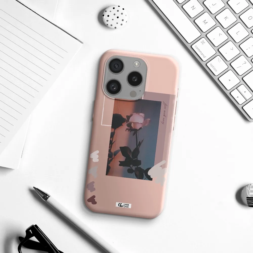 Pink Rose Apple Iphone 15 Pro Silicone Pastel Pink Case