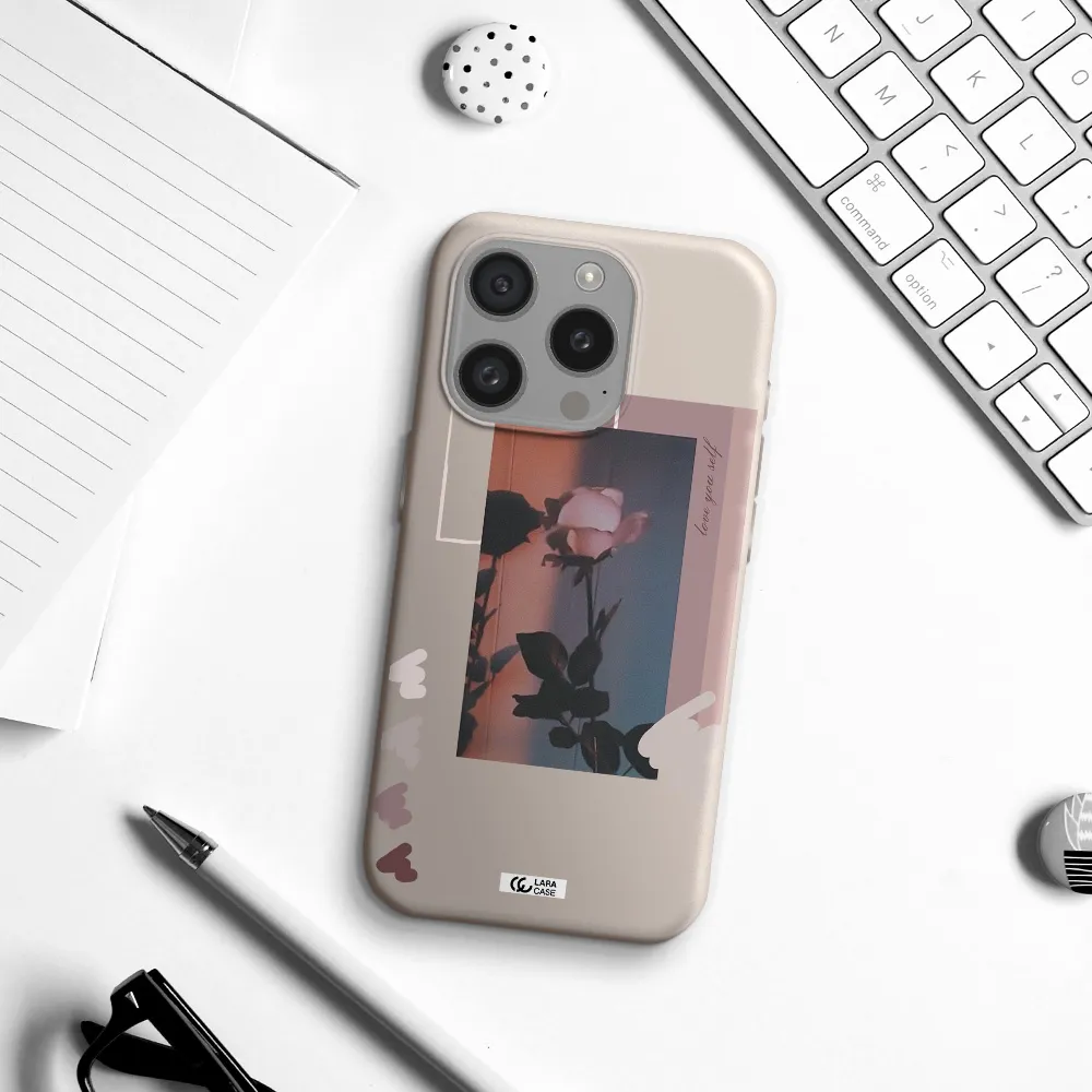 Pink Rose Apple Iphone 15 Pro Silicone Stone Case