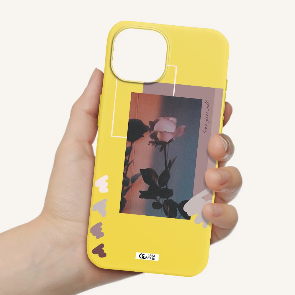 Pink Rose Apple iPhone 15 Silicone canary yellow Case