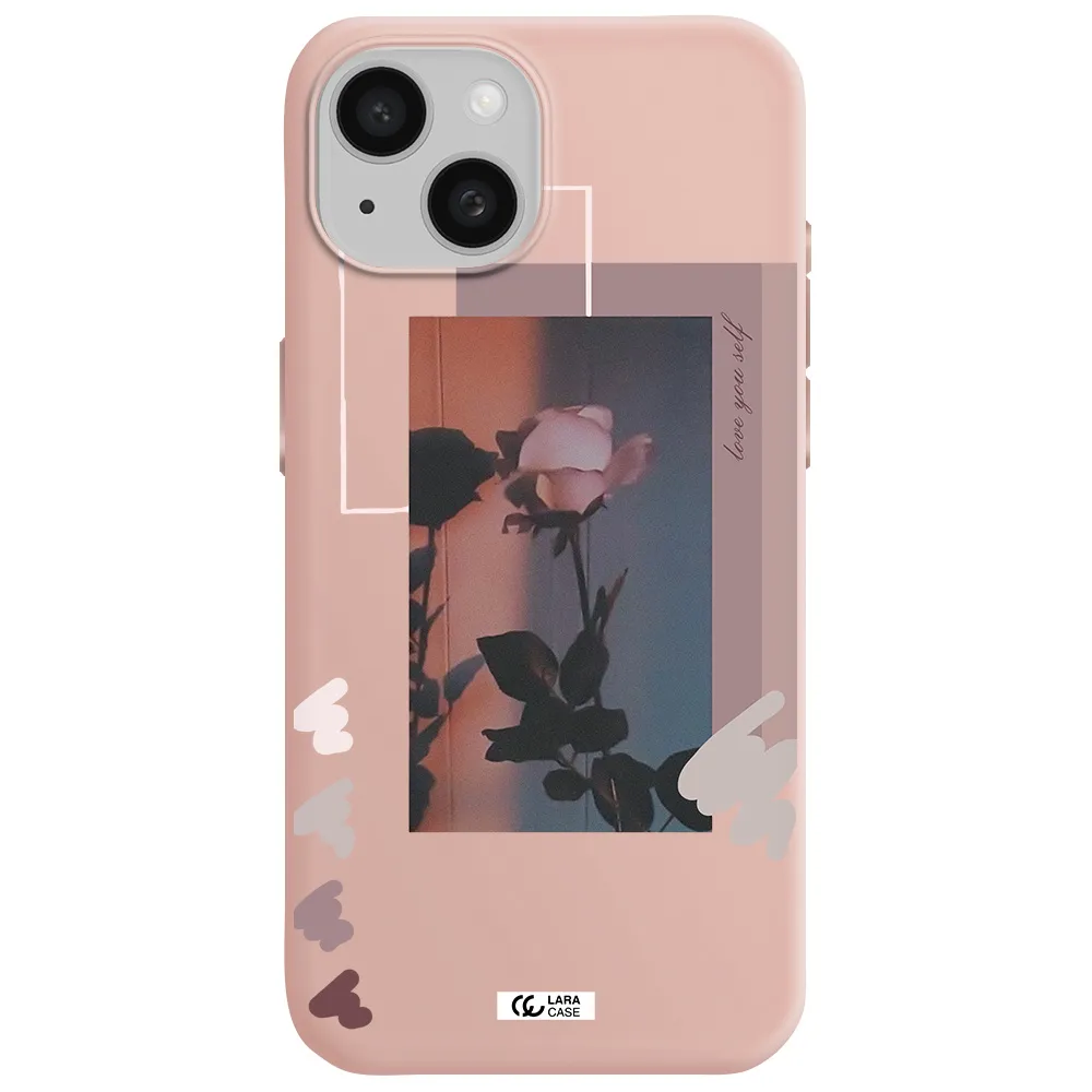 Pink Rose Apple Iphone 15 Silicone Pastel Pink Case