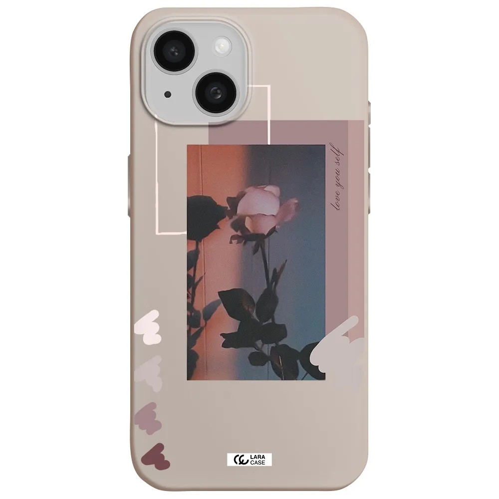 Pink Rose Apple iPhone 15 Silicone Stone Case