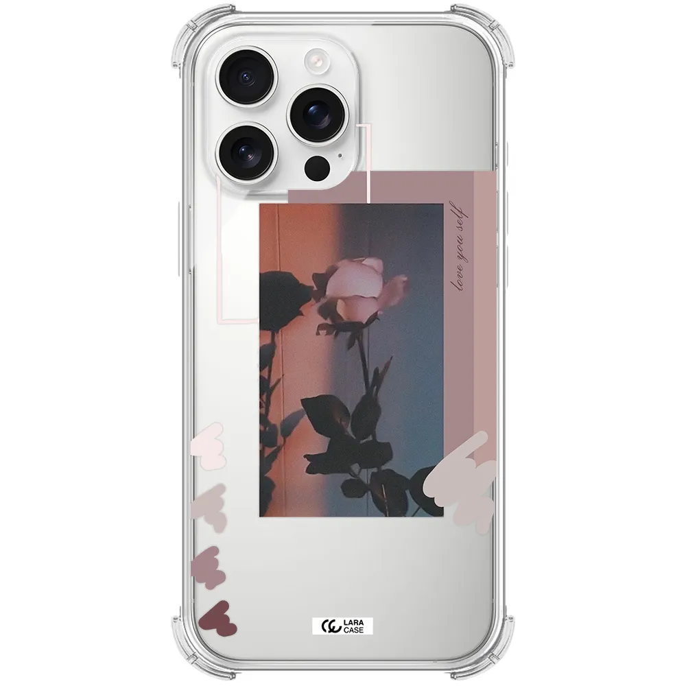 Pink Rose Apple Iphone 16 Pro Max Clear Pc Case