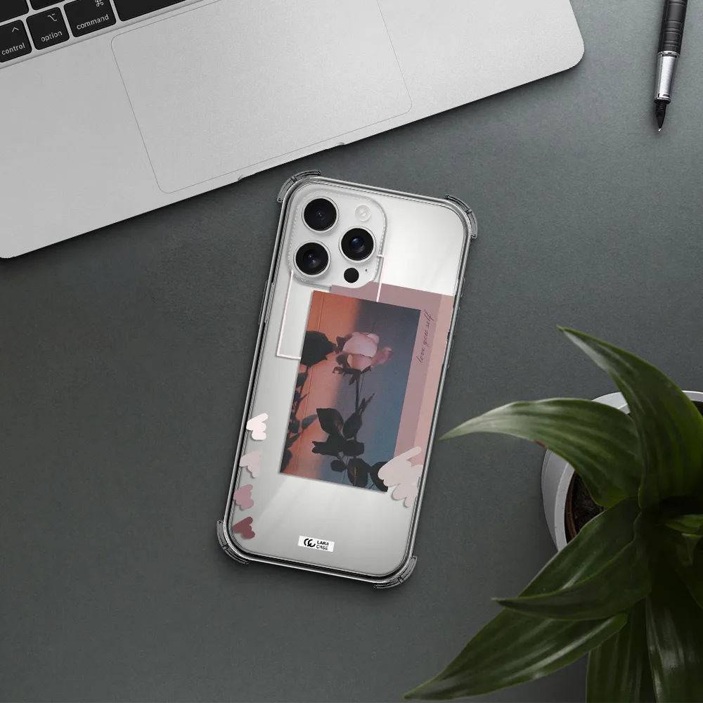 Pink Rose Apple Iphone 16 Pro Max Clear Pc Case