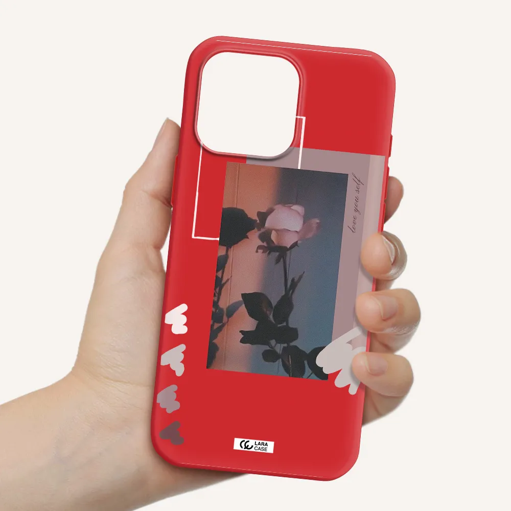 Pink Rose Apple Iphone 16 Pro Max Silicone Imperial Red Case