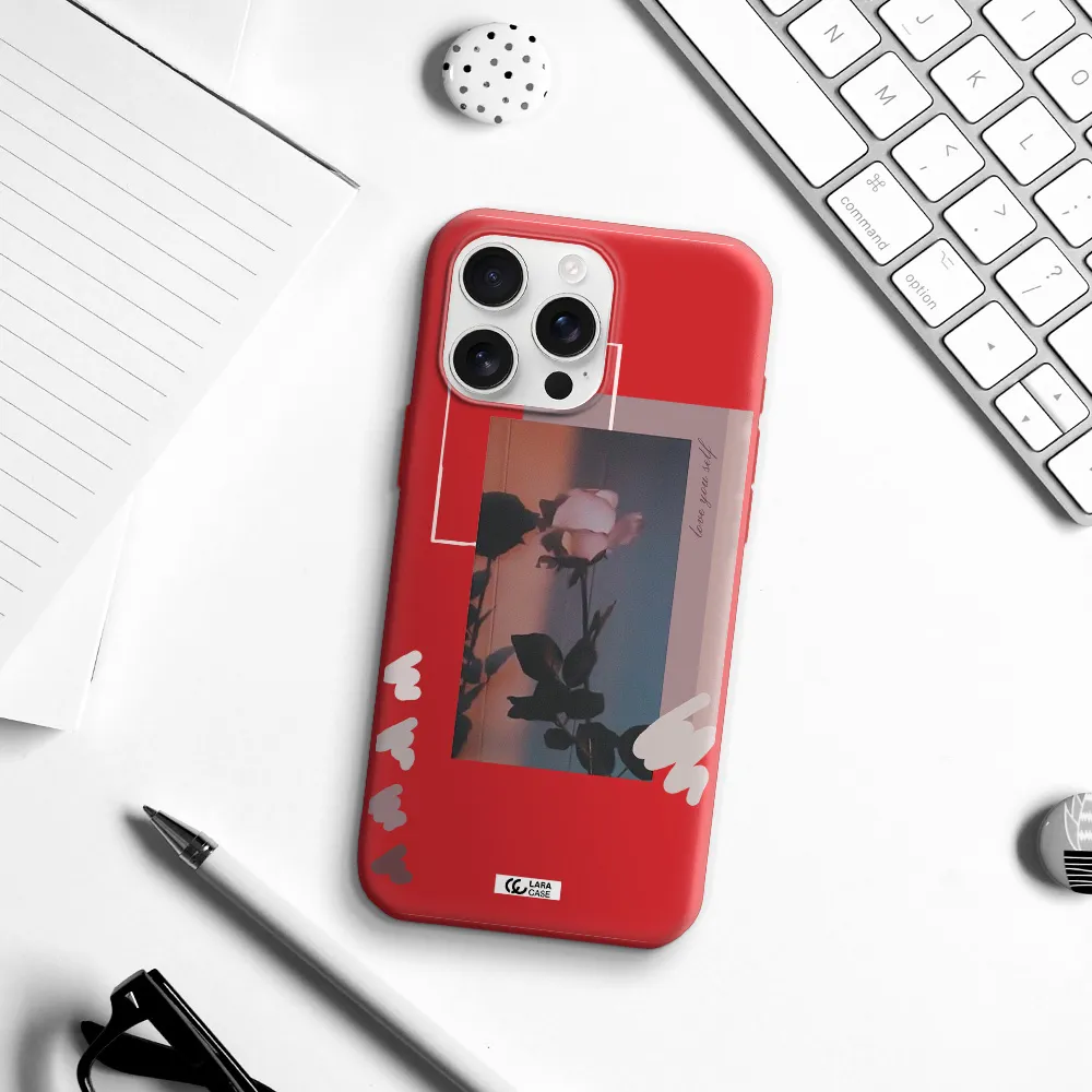 Pink Rose Apple Iphone 16 Pro Max Silicone Stone Case