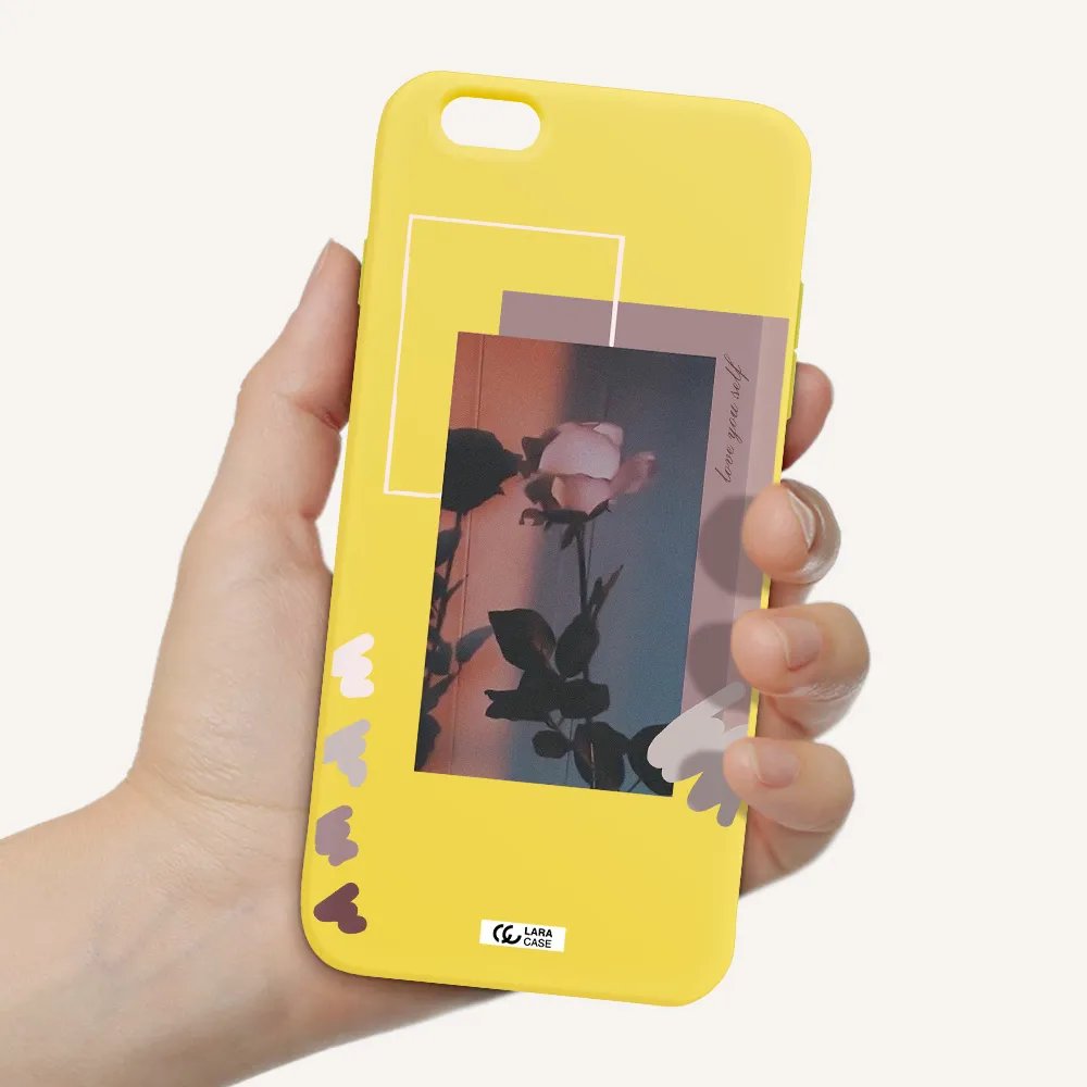 Pink Rose Apple iPhone 6 plus Silicone canary yellow Case