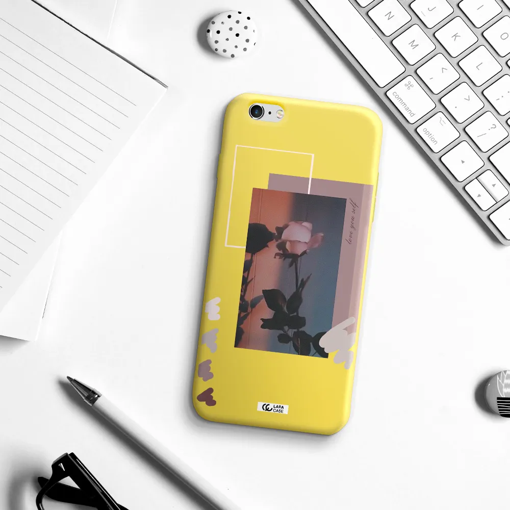 Pink Rose Apple iPhone 6 plus Silicone canary yellow Case
