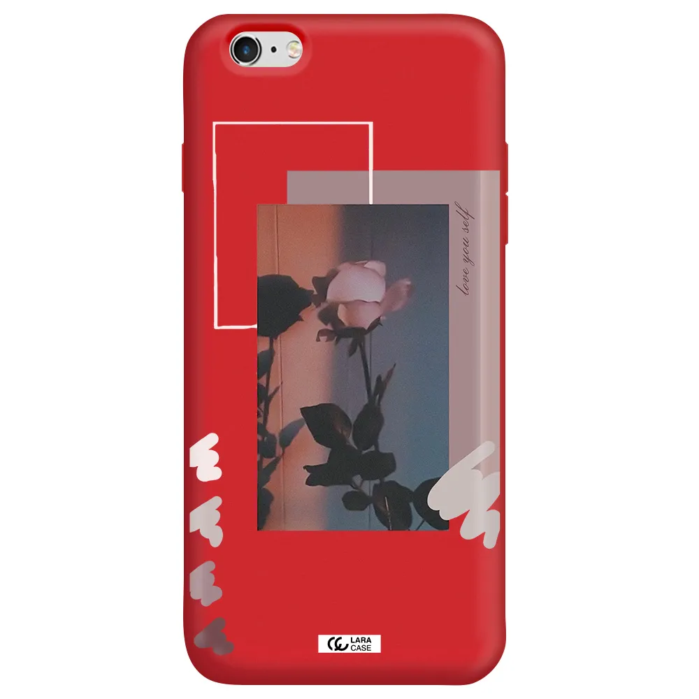 Pink Rose Apple iPhone 6 plus Silicone Imperial Red Case