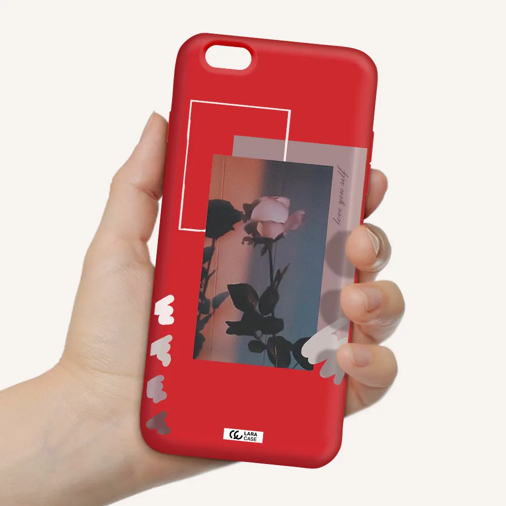 Pink Rose Apple iPhone 6 plus Silicone Imperial Red Case