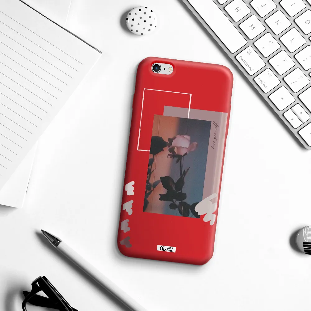 Pink Rose Apple iPhone 6 plus Silicone Imperial Red Case